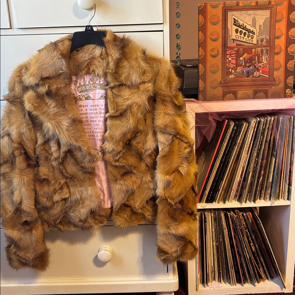 Vintage Y2K Juicy Couture Brown Fox Fur Jacket Pam Gela Mink Genuine P XS Glam S